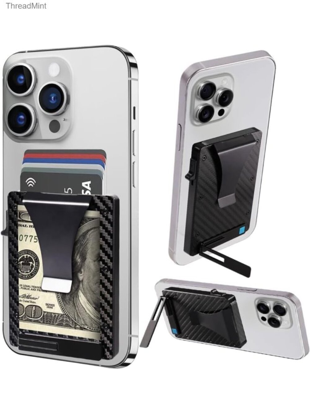 Slim RFID Blocking Magnetic Pop Up Wallet with Phone Stand Card Holder